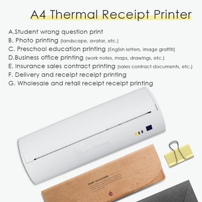 Imprimante thermique mini USB pour papier A4 en noir et blanc