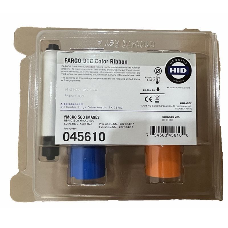 Largeur 9 mm Original caché Fargo 45610 YMCKO Ruban couleur complète pour DTC1500 500 impressions