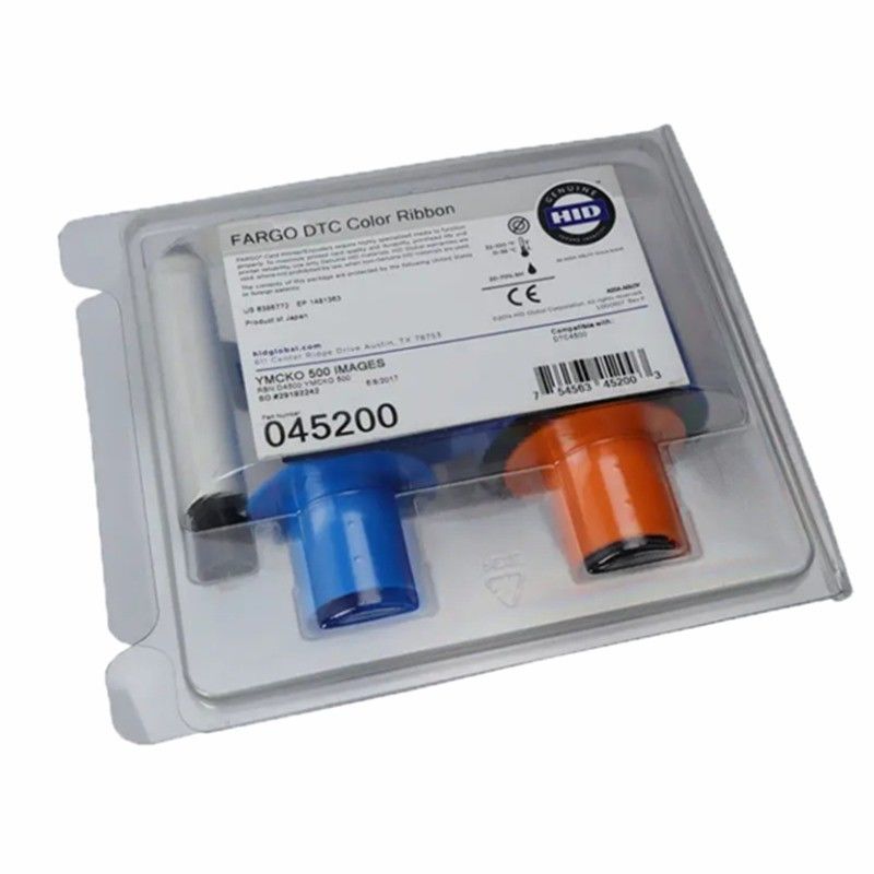 Fargo 45200 YMCKO Rubans de couleur pour imprimantes de cartes DTC4500 DTC4500e 500 images par rouleau
